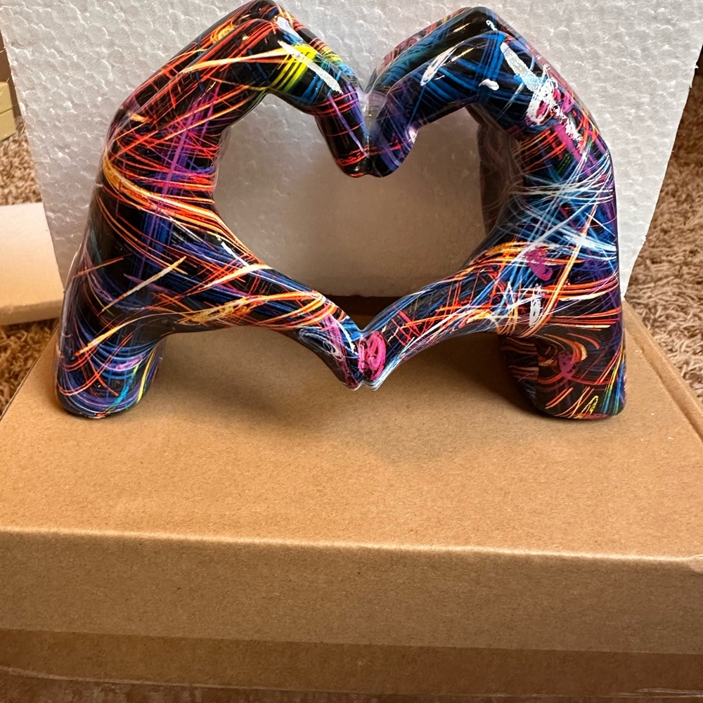 Colorful Heart-Shaped Hand Sculpture- New